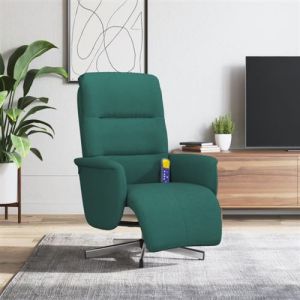VidaXL Fauteuil de massage, relaxation avec repose-pieds tissu vert foncé