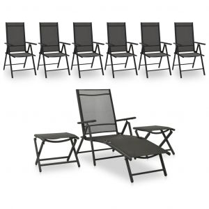 VidaXL Salon de jardin 9 pcs Noir et anthracite