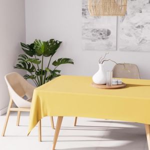 Soleil d'Ocre Alix Nappe rectangle anti-tâches, Polyester, Jaune radieux, 160x270 cm