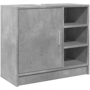 VidaXL Armoire d'évier gris béton 63x29x55 cm bois d'ingénierie, armoire de salle de bain, armoire de rangement salle de bain, meuble lavabo de salle de bain