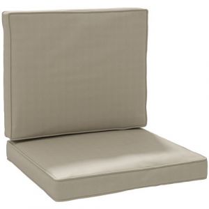 Outsunny Coussins de fauteuil de jardin zipp&eacute;s d&eacute;houssables - galettes de chaise de jardin - &eacute;pais rembourrage 7 cm - polyester haute densit&eacute; kaki