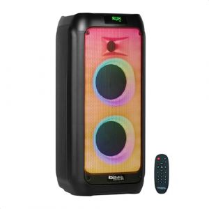 SANS Ibiza - WAVE6 - Enceinte de 250W/2x5,25” sur Batterie avec Bluetooth, USB et microSD - Effet LEDs Wave et Connexion Fil TWS - Noir