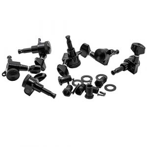 Vhbw Chevilles, mécaniques 6L pour guitare, guitare électrique - Trou de perce, 10 mm, noir