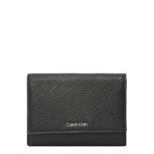 Calvin Klein Portefeuille 3 volets enduit stri&eacute; Noir - Couleur Noir - Taille Taille unique