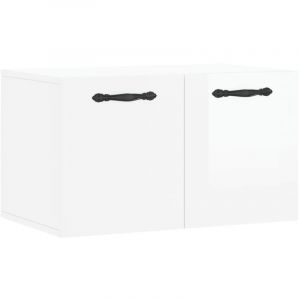 VidaXL Armoire Murale, Placard Suspendu avec Rangement, Meuble Flottant de Salle de Séjour, Moderne, Blanc Brillant Bois d'Ingénierie