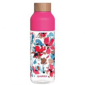 Quokka Bouteille d'Eau R&eacute;utilisable Ice 720ml avec Bouchon Bois et Motif Floral Rose
