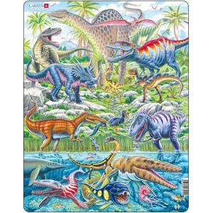 Larsen Puzzle Cadre - Dinosaures qui Volent, Courent et Plongent