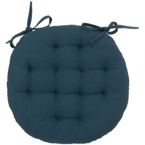Atmosphera Créateur d'intérieur - Galette de Chaise Ronde Leana 38cm Bleu Égéen