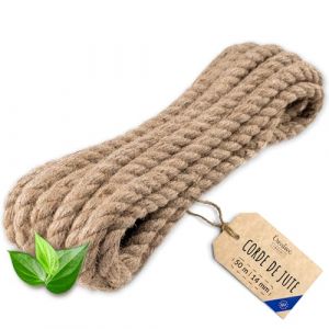 Creative Deco 50m Corde Jute 14mm - Personnalisable, Solide, Naturelle