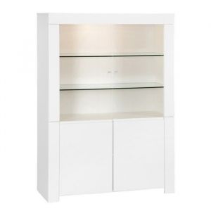 Vitrine vaisselier FOLOMI - Blanc Brillant - Style Design - 170x123x50