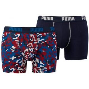 Puma Lot de 2 Boxers Imprimés - Noir / Jaune / Rouge / Bleu - L - Blue/Red