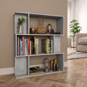 VidaXL Bibliothèque Séparateur de Pièce 80x24x96 cm Aggloméré Gris Béton