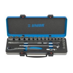 Unior 190BI6P23 - Coffret m&eacute;tal de douilles 1/2" 6 pans et accessoires