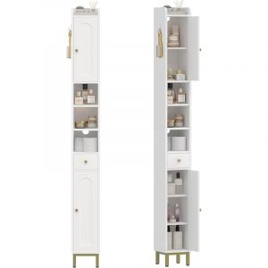 Meuble Colonne de Salle de Bain,Armoire avec Etag&egrave;res R&eacute;glables