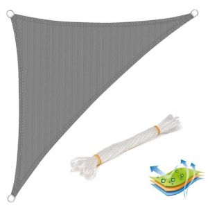 Image de WOLTU Voile d’ombrage triangulaire en HDPE, protection contre le soleil avec protection UV pour jardin ou camping,5x5x7m Gris