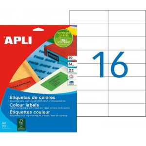 APLI 01595 - 320 étiquettes jaunes multi-usage, format 105 x 37 mm (20 feuilles / cdt)