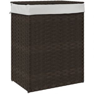 VidaXL Panier à linge avec couvercle marron foncé résine tressée Dark brown