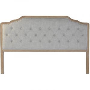 Pegane Tete de lit capitonnee en chene et polyester coloris gris clair - Longueur 180 x Profondeur 10 x hauteur 120 cm -