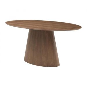 Table à manger 6 personnes placage noyer - Naturel foncé - antelada