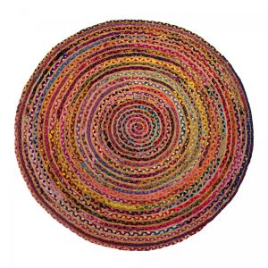 Tapis rond en jute pour cuisine, tapis tissé main, multicolore Ø80 cm