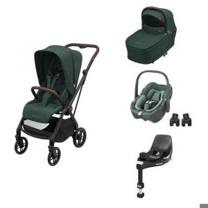 MAXI COSI - POUSSETTE TRIO Leona 2 + Pebble 360 + Nacelle Sense Twillic Green + Base 360
