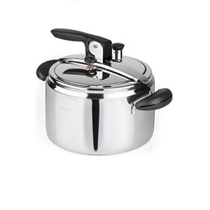 Barazzoni Marmite &agrave; pression Amelia+, &oslash;22 cm, capacit&eacute; 5 l, fabriqu&eacute; en Italie, inox 18/10, acier et noir
