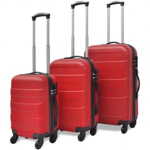 VidaXL Jeu de Valise Rigide 3 pi&egrave;ces Rouge Ensemble Valise Trolley &agrave; Coque