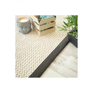 D&eacute;coweb Tapis en Laine et Sisal - Albury blanc cr&egrave;me - Ganse gris anthracite - 160 x 230 cm