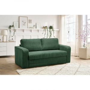 Bobochic Canapé droit convertible déplimousse come vert - 160x72x79 cm