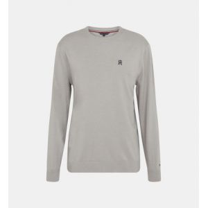 Tommy Hilfiger Pull droit monogramme brodé Gris - Couleur Gris - Taille M
