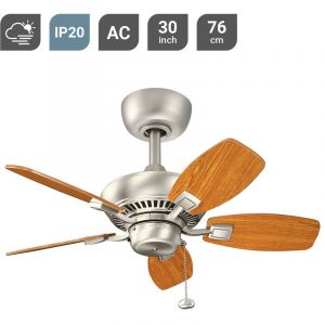 Boutica-design Ventilateur de Plafond Canfield 76cm Nickel brossé Noyer Cerisier -