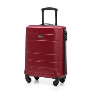 WITTCHEN Valise de Voyage Bagage à Main Valise Cabine Valise Rigide en ABS avec 4 roulettes pivotantes Serrure à Combinaison Poignée télescopique Globe Line Taille S Rouge