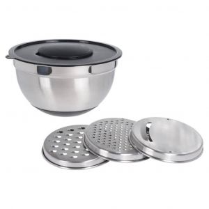 Excellent Houseware Bol &agrave; m&eacute;langer et r&acirc;pes 4 pcs Inox