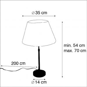 Qazqa Lampe de table en bronze avec abat-jour plissé blanc 35cm - Parte