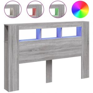 VidaXL Tête de lit à LED sonoma gris 160x18,5x103,5 cm bois ingénierie