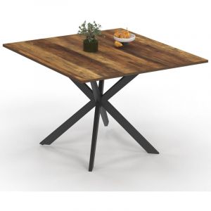 Idmarket Table à manger carrée alix 8 personnes pied araignée noir et plateau bois foncé hawkins 110 cm