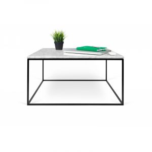 Image de TemaHome Table Basse "Gleam" 75cm Marbre Blanc & Métal Noir