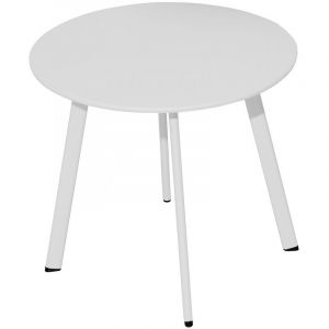 Proloisirs Table basse de jardin Massaï ø 50 cm en acier époxy - blanc