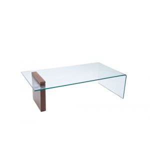 Hellin Table basse rectangulaire en bois et en verre L120 - elly - Transparent
