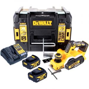 Dewalt DCP 580 M2 18 V Rabot sans fil 82 mm + Coffret de transport TSTAK VI + 2x Batteries DCB 182 4,0 Ah + Chargeur DCB 115