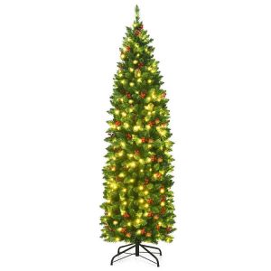 Arbre de Noël pré-éclairé de 6,5 pieds avec crayon à charnière