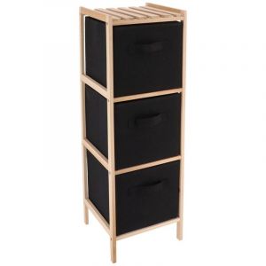 Tendance Meuble en Bois 3 étagères Paniers amovibles H 77 cm - Naturel et Noir