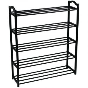 7house - Rangement pour chaussures 5 &eacute;tag&egrave;res sir Black 63x20x79cm - Noir