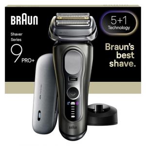 Braun Rasoir Electrique Homme Series 9+ PRO 9625S Graphite, Etanche, Lames De Précision Ultra-Fines Et Tondeuse Pro Trimmer Pour Bien Raser La Barbe, Coffret Rasage Avec Station De Nettoyage Et Etui