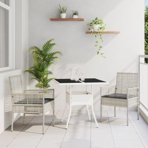 VidaXL Ensemble de salle à manger de jardin 3 pièces Gris clair en poly rattan 3334933