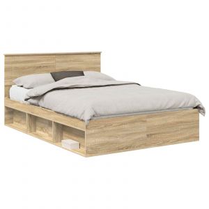 vidaXL Cadre de lit Sonoma 140 x 190 cm Bois d'ing&eacute;nierie - Neuf