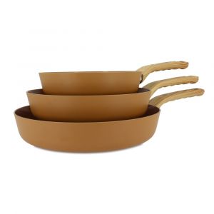 Menastyl Set de 3 poêles en aluminium noisette - compatible induction