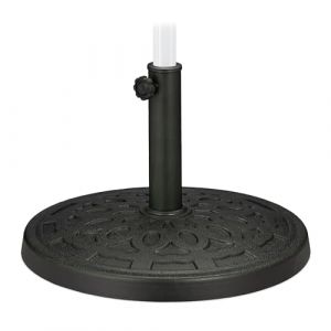 Relaxdays Pied de Parasol, pour Tubes de Parasol de 38-50 mm, D : 50 cm, Balcon, Jardin, Imitation Fonte, Support, Vert