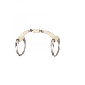 Mors olive pour cheval anneau rond contour double joint + rouleau Soyo Happy mouth