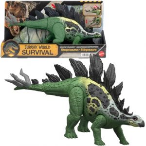 Mattel Jurassic World Figurine de Dinosaure, Grand st&eacute;gosaure G&eacute;ants F&eacute;roces avec Deux attaques et Une &eacute;volution, Jeu num&eacute;rique, JKL85